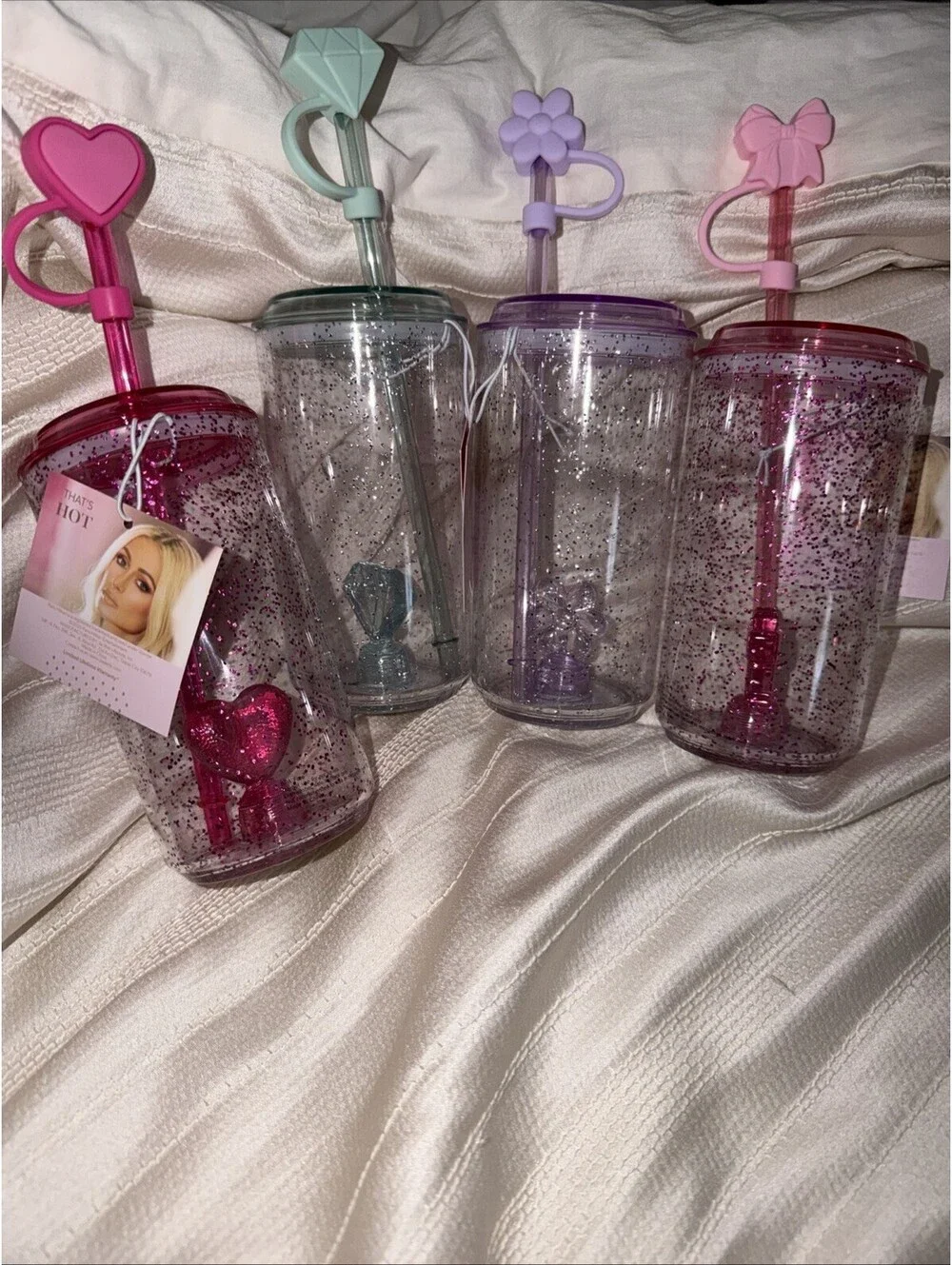 Paris Hilton 18 Ounce Glitter Sipper Set Of 4